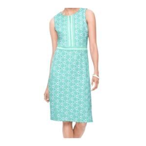 Talbots Womens Green Effortless Jersey Medallion Print Sheath Dress Size XL NWT